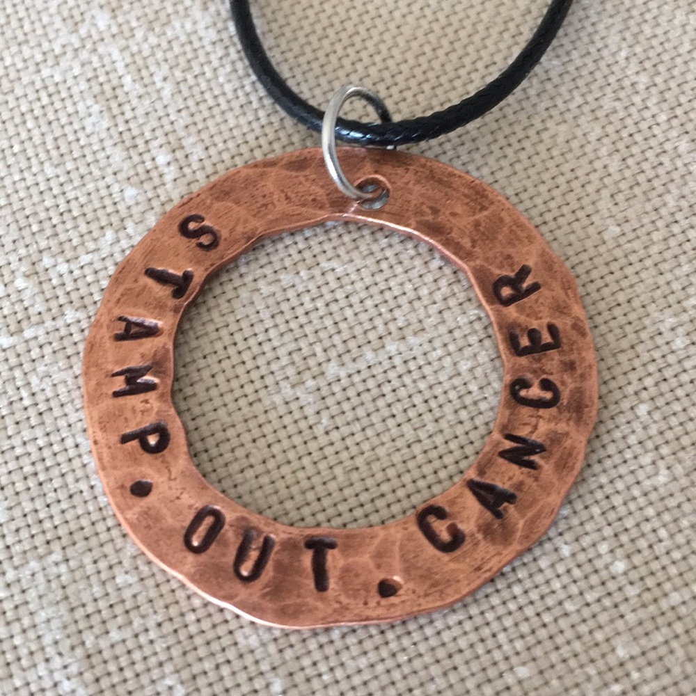 STAMP OUT CANCER Copper Artisan Pendant Necklace - Picture 2 of 4